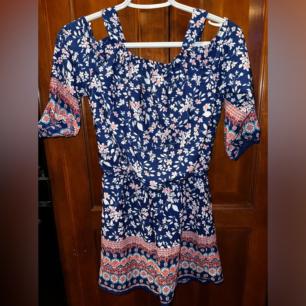 Super cute cold shoulder girls shorts romper